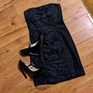 Jean denim strapless mini cocktail dress 3